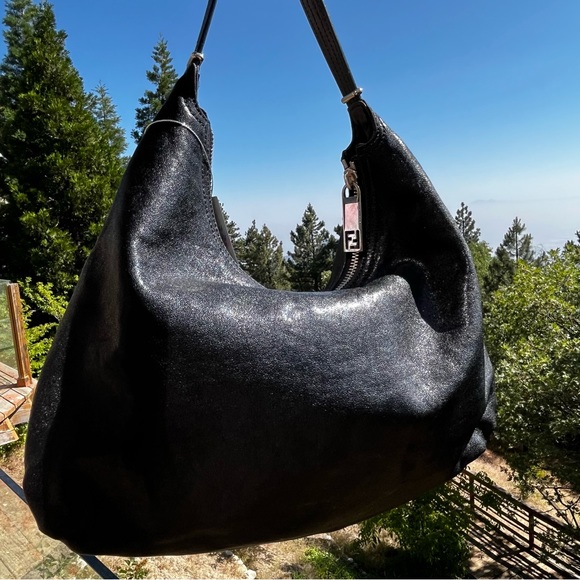 Fendi: Leather Zip Front Pocket Monogram
Hobo Bag (Black) - Picture 11 of 17